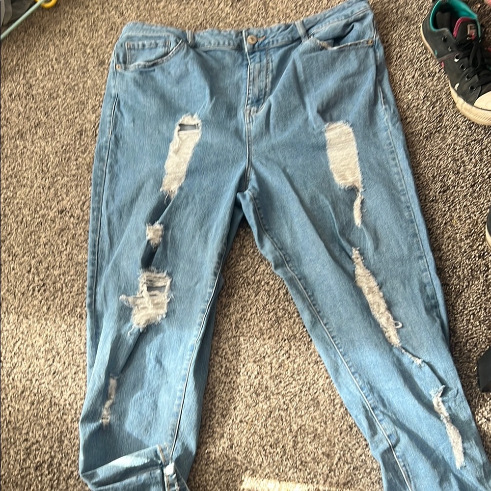Distressed Blue Jeans